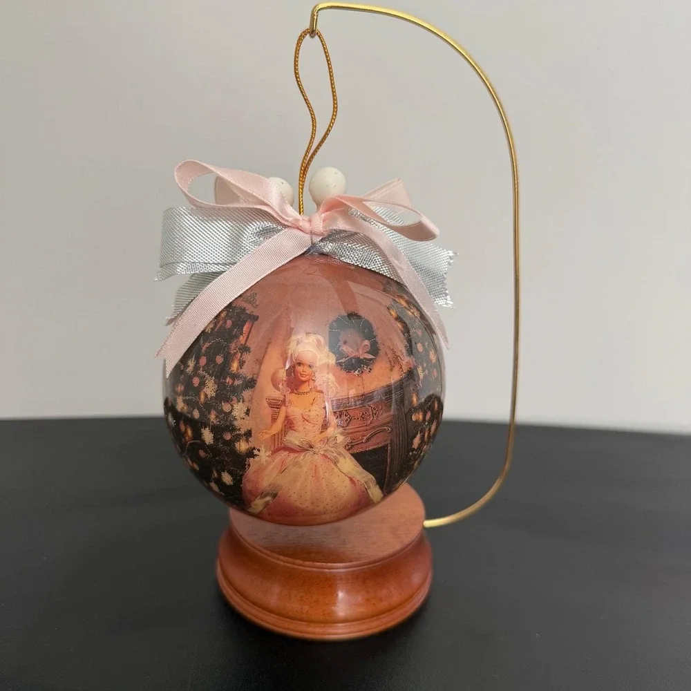 Barbie Walmart 35th Anniversary Decoupage Ornament w/ Wooden Stand Vintage 1990s